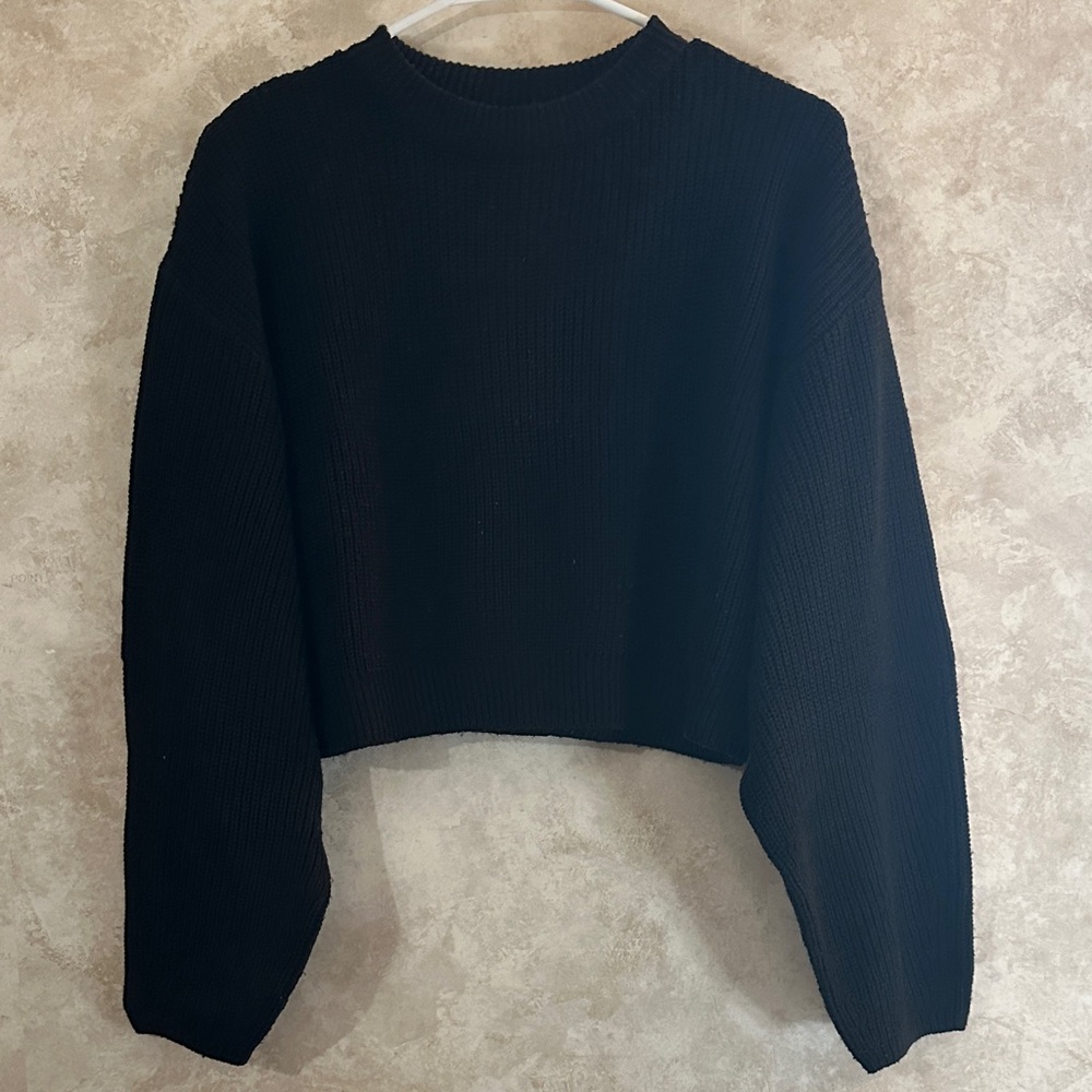Divided Black Cropped Sweater